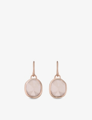 Shop Monica Vinader Womens Rose Siren Wire 18ct Rose Gold Vermeil And Rose Quartz Earrings