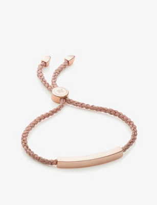 Monica Vinader Womens Gold Linear 18ct Rose Gold-plated Woven Friendship Bracelet