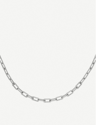 Shop Monica Vinader Women's Silver Alta Capture Charm Sterling Silver Link Necklace