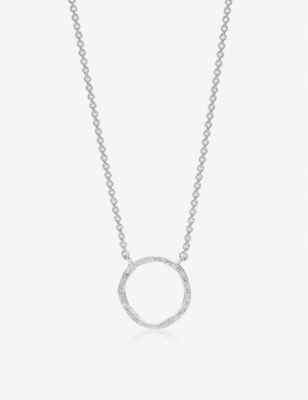 Shop Monica Vinader Women's Sterling Silver Riva Circle Sterling Silver And Diamond Necklace