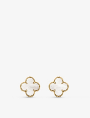 VAN CLEEF & ARPELS: Vintage Alhambra gold and mother-of-pearl earrings