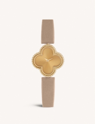 VAN CLEEF & ARPELS - Sweet Alhambra yellow-gold and leather watch