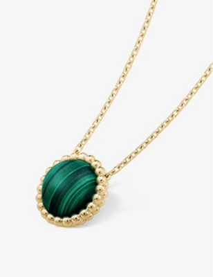 VAN CLEEF & ARPELS: Perlée Couleur yellow-gold and malachite necklace