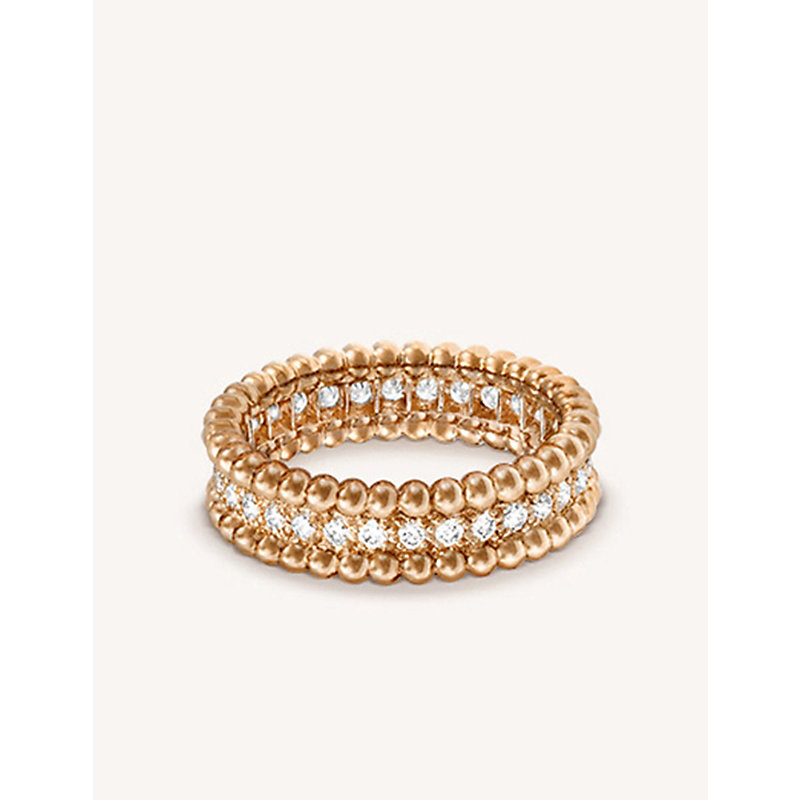 Van Cleef & Arpels Perlée Rose-gold And Diamond Ring