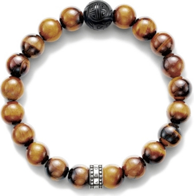 THOMAS SABO: Rebel at Heart sterling silver, tiger's eye and obsidian beaded bracelet