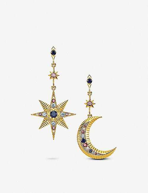 THOMAS SABO: Kingdom of Dreams Royalty Star & Moon  18ct yellow-gold plated sterling silver earrings