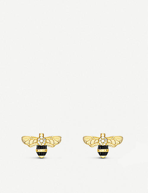 THOMAS SABO: Bee 18ct yellow gold-plated and zirconia earrings