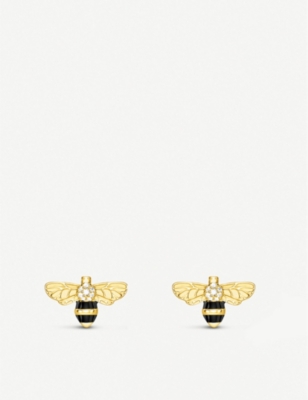 Thomas Sabo Bee 18ct Yellow Gold-plated And Zirconia Earrings In Multi-coloured