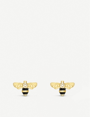 Shop Thomas Sabo Women's Multi-coloured Bee 18ct Yellow Gold-plated And Zirconia Earrings