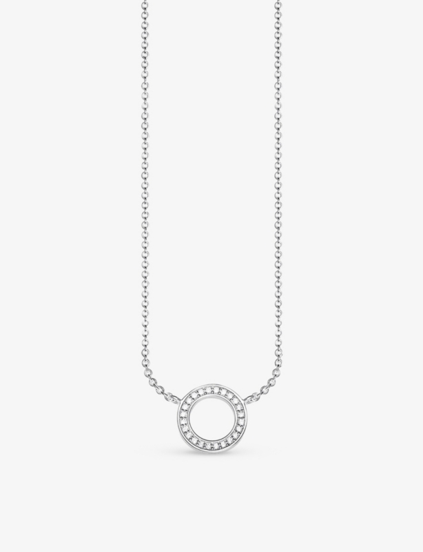 Classic circle small sterling silver and zirconia necklace