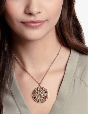 Paradise Colours 18ct yellow gold-plated gemstone pendant