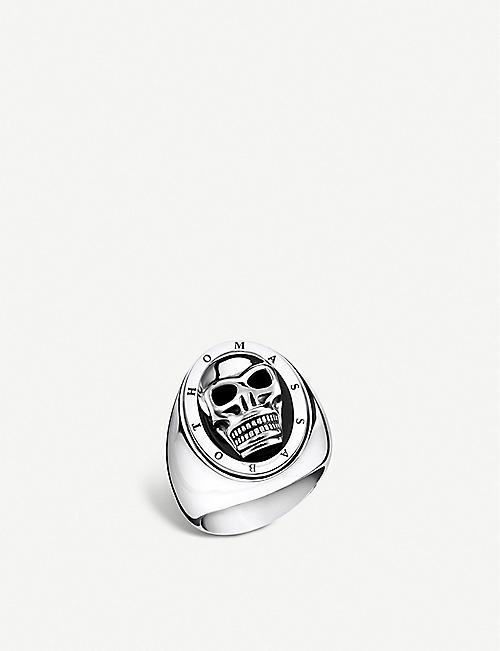 THOMAS SABO: Skull silver and onyx signet ring