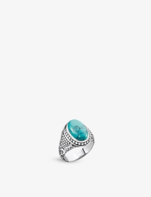 THOMAS SABO: Arizona sterling silver and faux-turquoise stone signet ring