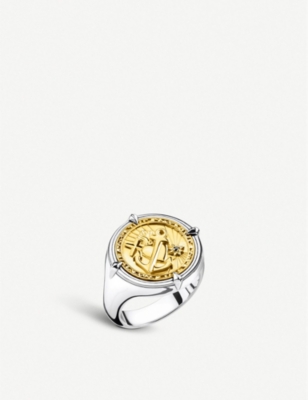 THOMAS SABO: Faith, Love, Hope 18ct yellow-gold plated silver signet ring