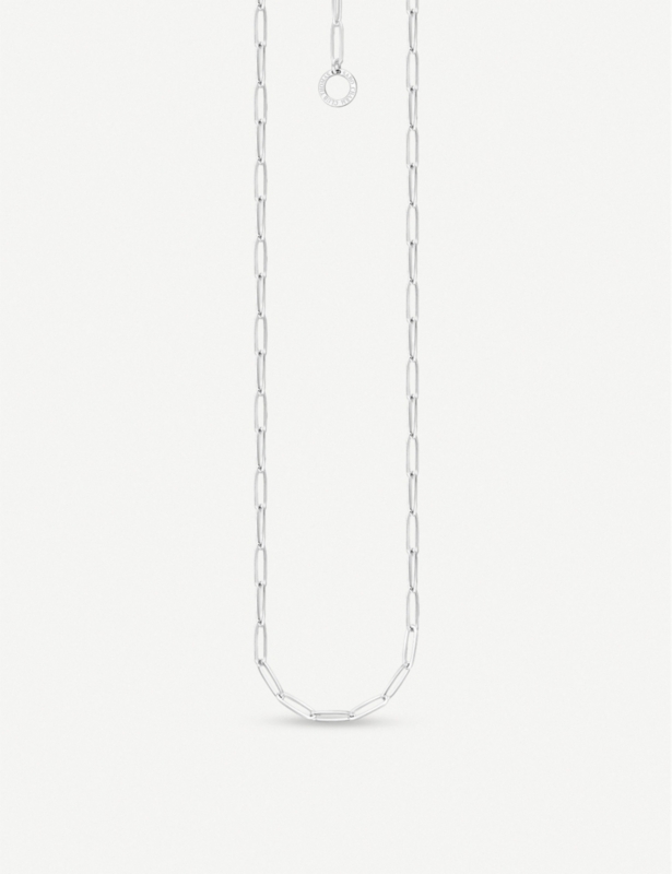 Paper Clip chain sterling silver charm necklace