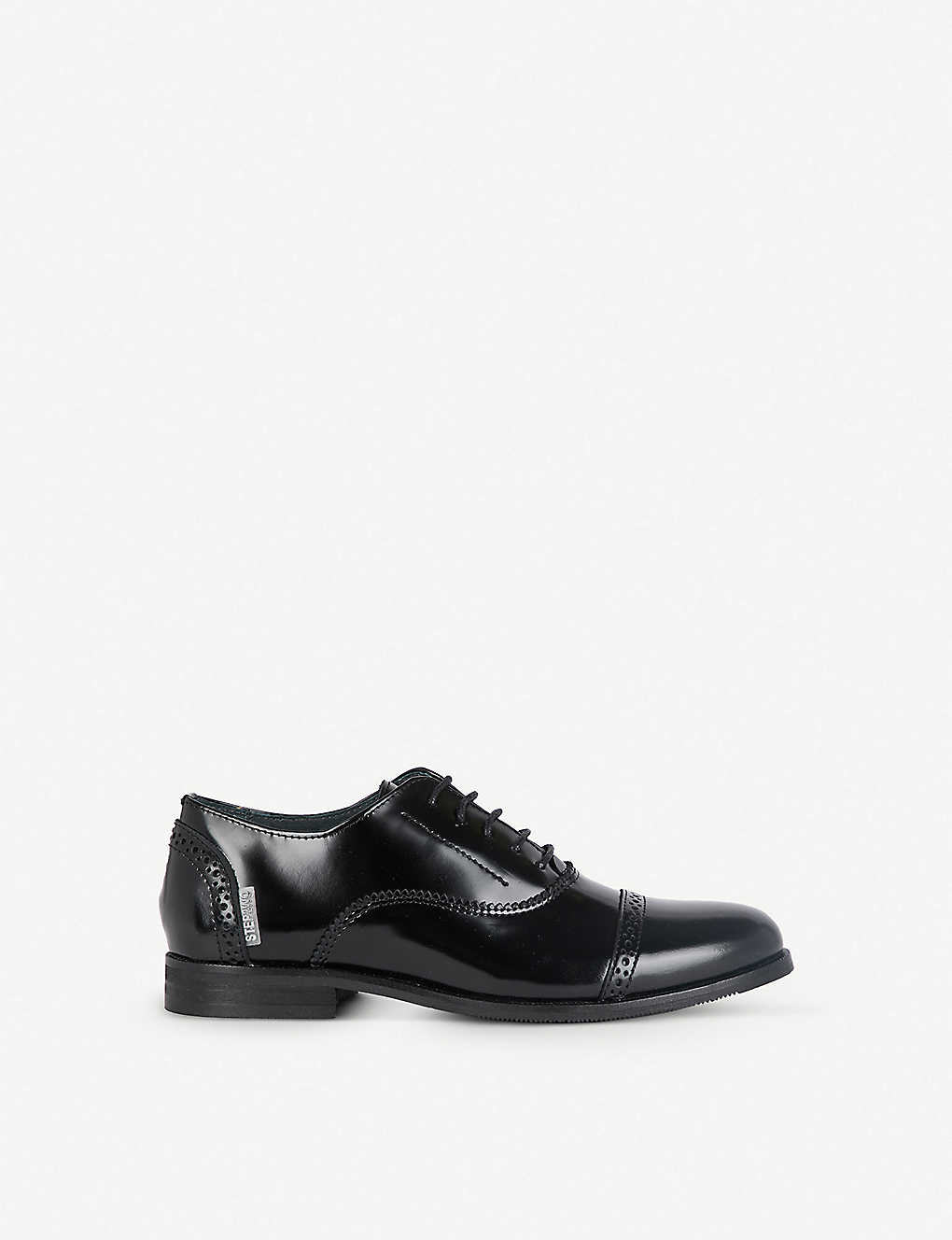 Step2wo Kids' Jacob Brogue-detail Lace-up Leather Shoes In Black Leather