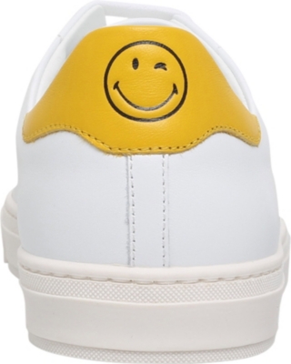 ANYA HINDMARCH Smiley Wink Leather Sneakers, White | ModeSens