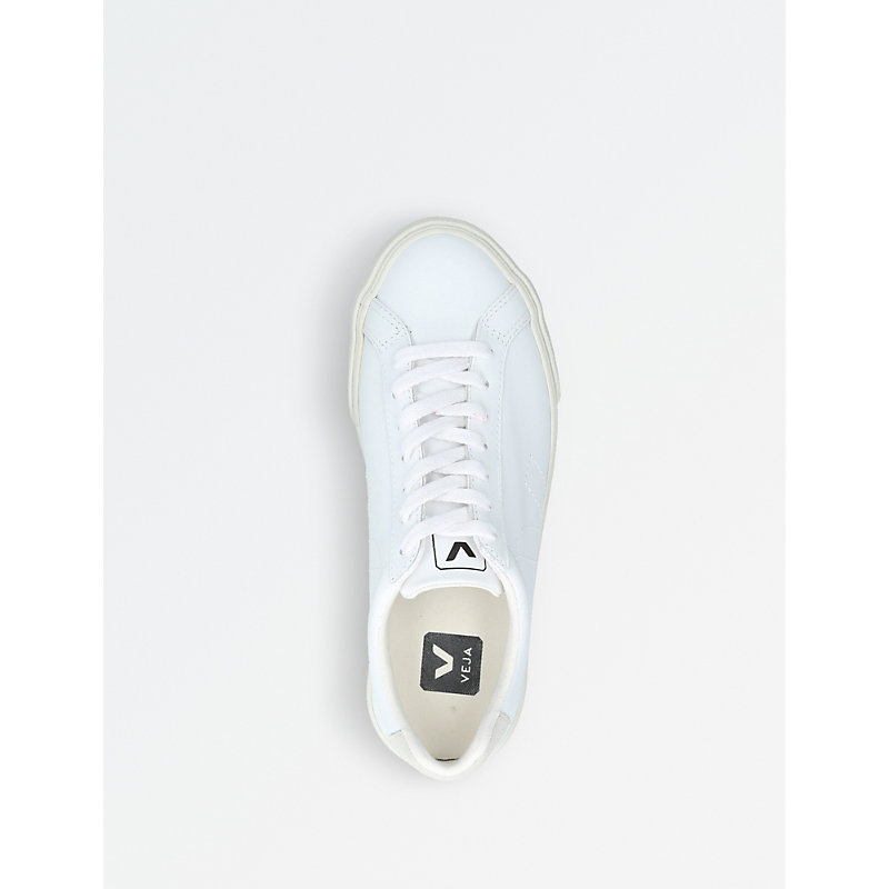 Shop Veja Women's Esplar Logo Leather Trainers In White