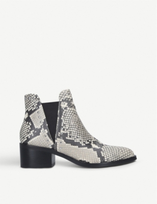 black snake print chelsea boots