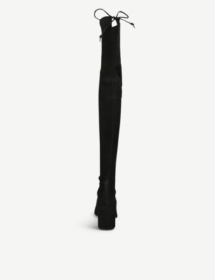 Shop Stuart Weitzman Women's Black Tieland Velvet Over-the-knee Boots