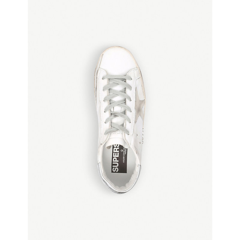 Shop Golden Goose Women's Superstar W77 Leather Trainers In White/oth