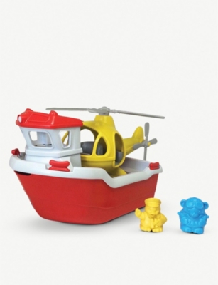 green toys rescue boat with helicopter