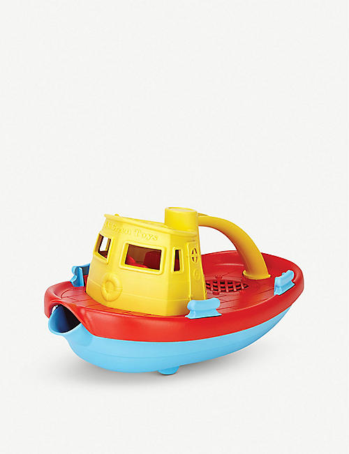 GREEN TOYS: Recycled-plastic tugboat toy with spout