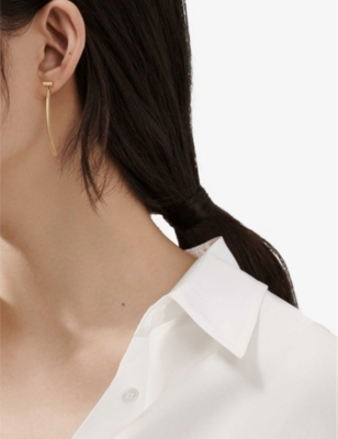 TIFFANY & CO: Tiffany T 18ct yellow-gold wire bar earrings