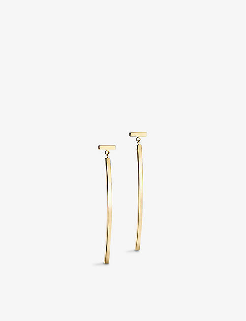 TIFFANY & CO: Tiffany T 18ct yellow-gold wire bar earrings