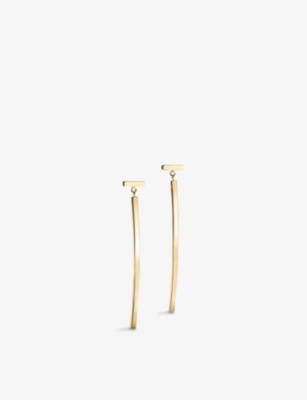 Tiffany & Co Womens Gold Womens Gold Tiffany T 18ct Yellow-gold Wire Bar Earrings