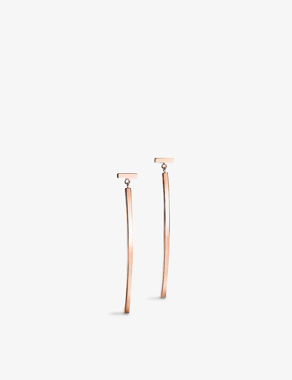 Tiffany & Co Womens Rose Gold Tiffany T 18ct Rose-gold Wire Bar Earrings