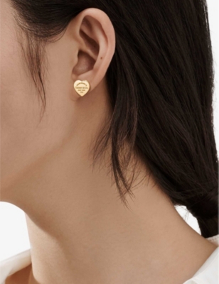 Shop Tiffany & Co Womens 18k Gold Mini Heart Tag 18ct Gold Earrings