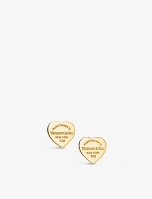 Tiffany & Co Womens 18k Gold Mini Heart Tag 18ct Gold Earrings