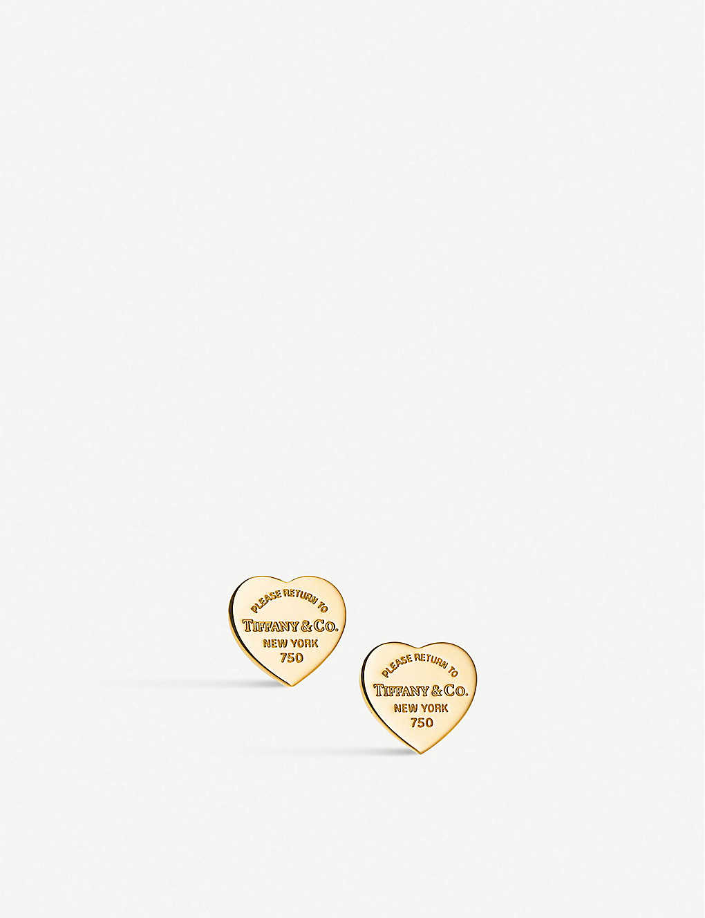 Tiffany & Co Womens 18k Gold Mini Heart Tag 18ct Gold Earrings