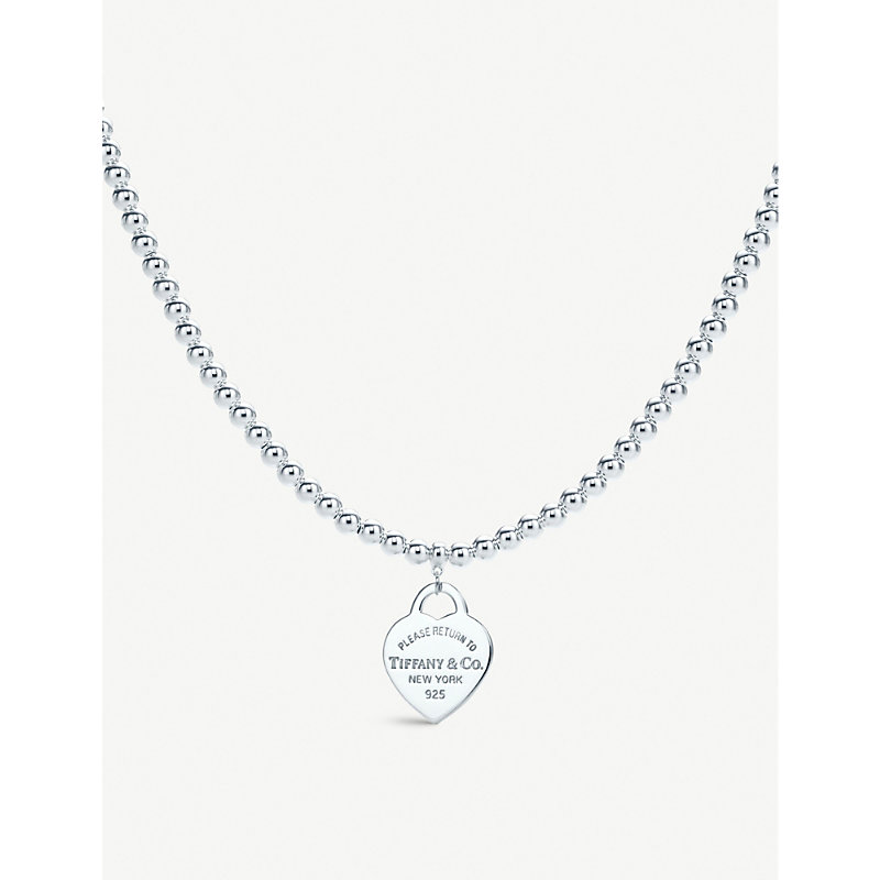 Tiffany & Co Womens Return To Tiffany Heart Tag In Sterling Silver On A Bead Necklace