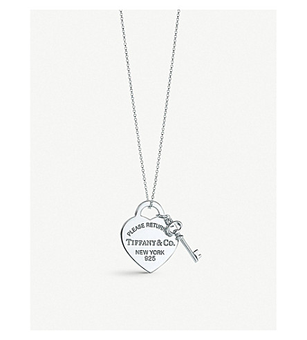 TIFFANY & CO - Return to Tiffany heart tag with key pendant in sterling ...