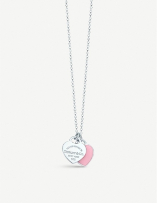 tiffany pink double heart necklace