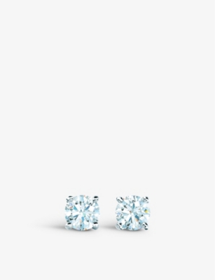 Tiffany & Co Womens Platinum Tiffany Solitaire Diamond Earrings In Platinum