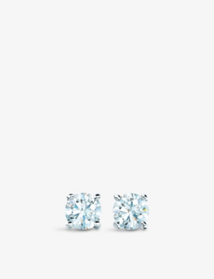 Tiffany & Co Womens Silver And Blue Tiffany Solitaire Diamond Earrings In Platinum
