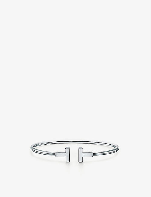 TIFFANY & CO: T Wire 18ct white-gold bracelet