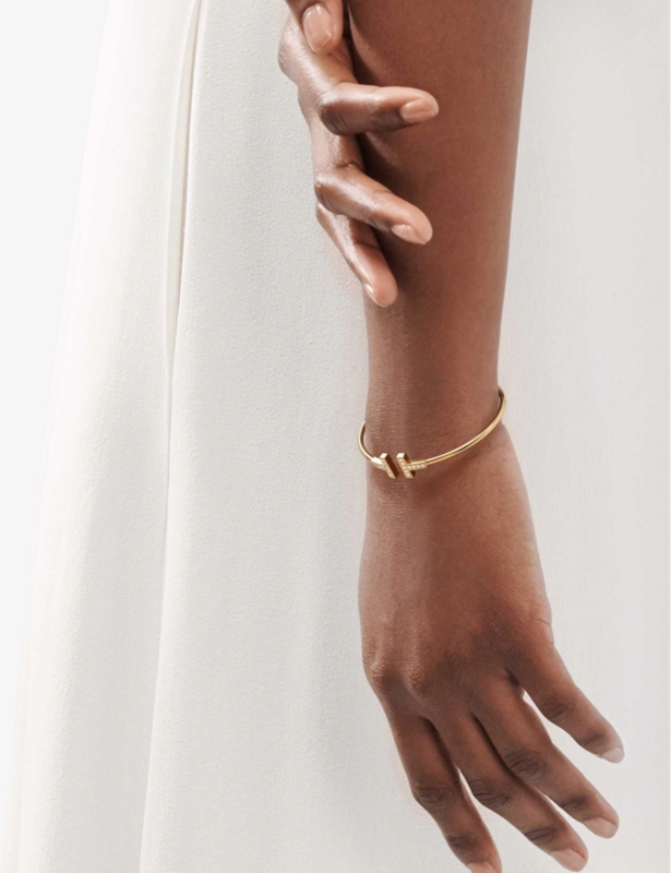 T Wire diamond and 18ct-gold bracelet