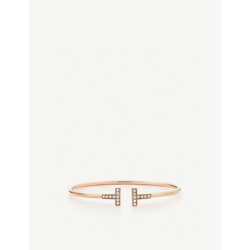 Tiffany & Co T Wire Diamond And 18ct Rose-gold Bracelet