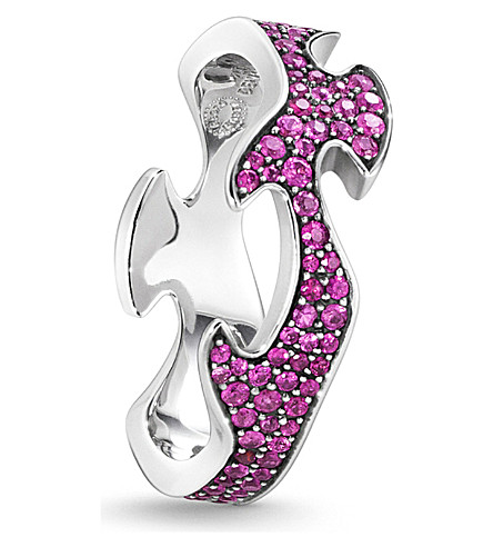 GEORG JENSEN   Fusion 18ct white gold and pink sapphire ring
