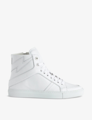 Zadig & Voltaire Zv174 High Flash Stud-detail Leather Hi-tops In Blanc