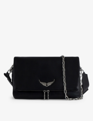 Zadig & Voltaire Wings Plaque Chain Strap Shoulder Bag In Black