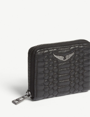 Zadig & Voltaire Matelasse Leather Wallet In Noir
