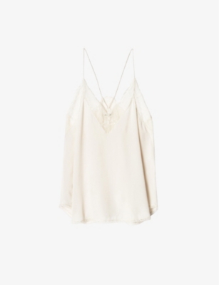 Zadig & Voltaire Christy Silk Cami Top In Ecru