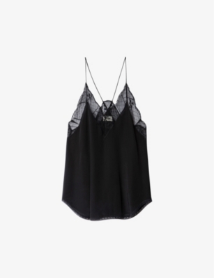 Shop Zadig & Voltaire Zadig&voltaire Womens Noir Christy Silk Cami Top In Noir (black)