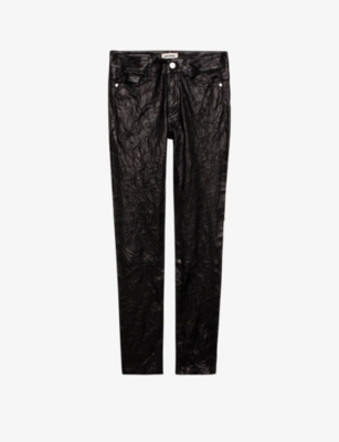 ZADIG&VOLTAIRE: Phlame crinkle-texture slim-leg mid-rise leather trousers