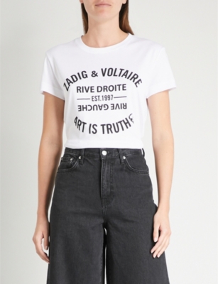 Zadig & Voltaire Crew Neck Graphic Print Top In White
